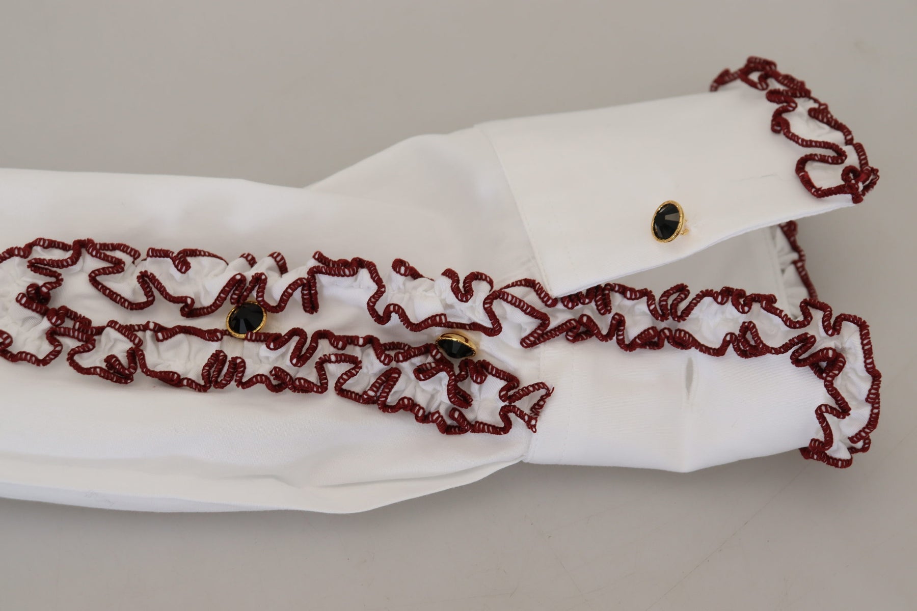 Dolce & Gabbana White Lace Long Sleeves Ruffle Collar Top | Regal Royce