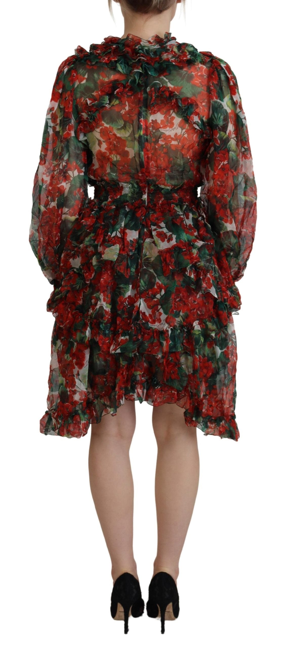 Dolce & Gabbana Multicolor Geranium A-line Knee Length Dress | Regal Royce