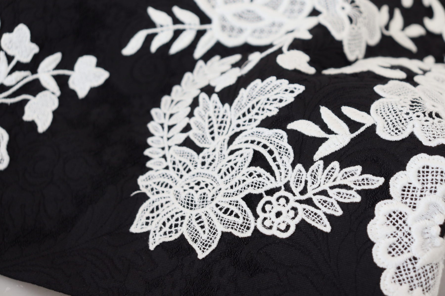 Dolce & Gabbana Black Lace Trim Half Sleeves A-line Dress | Regal Royce