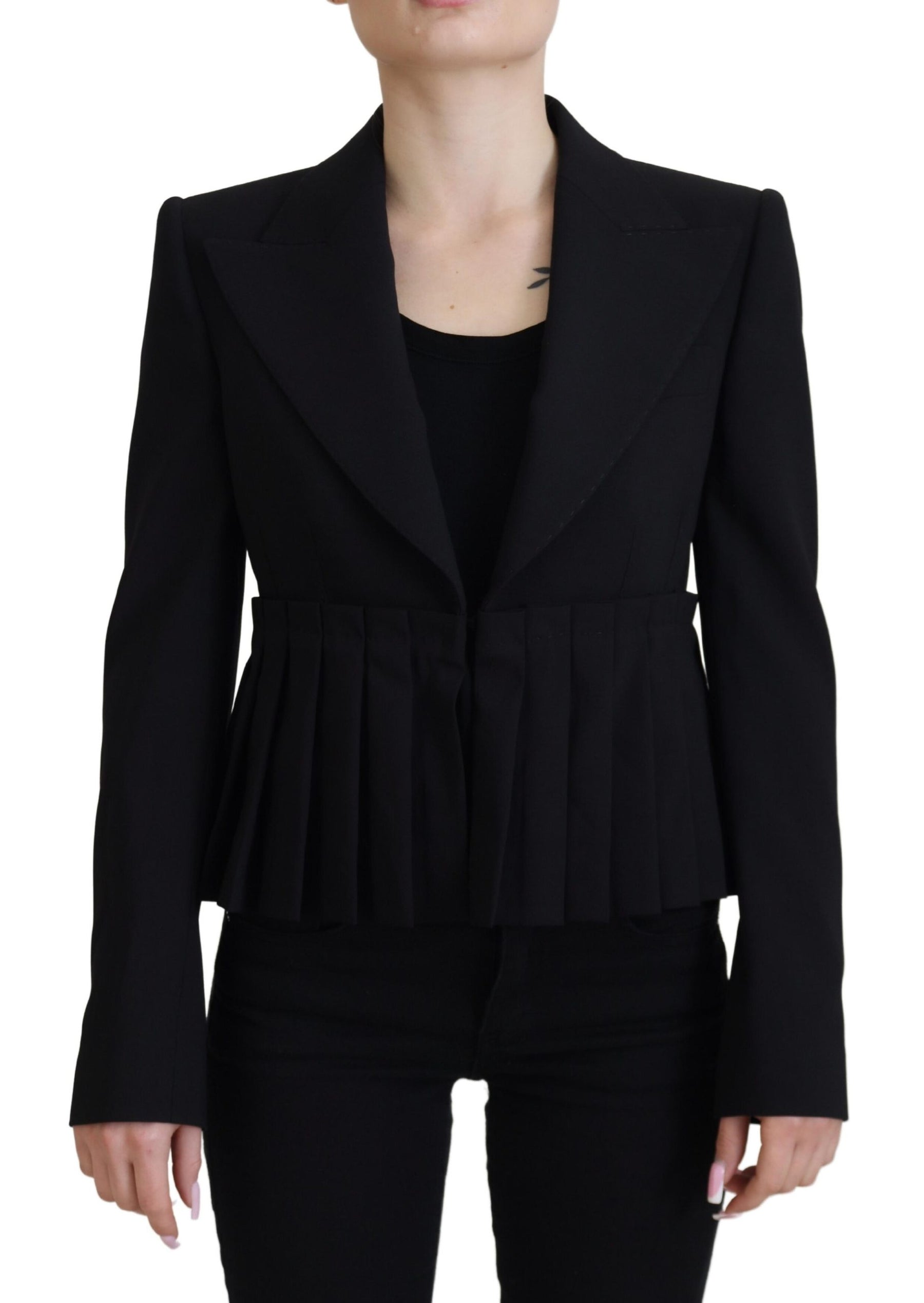 Dolce & Gabbana Black Single Breasted Fit Blazer Wool Jacket | Regal Royce