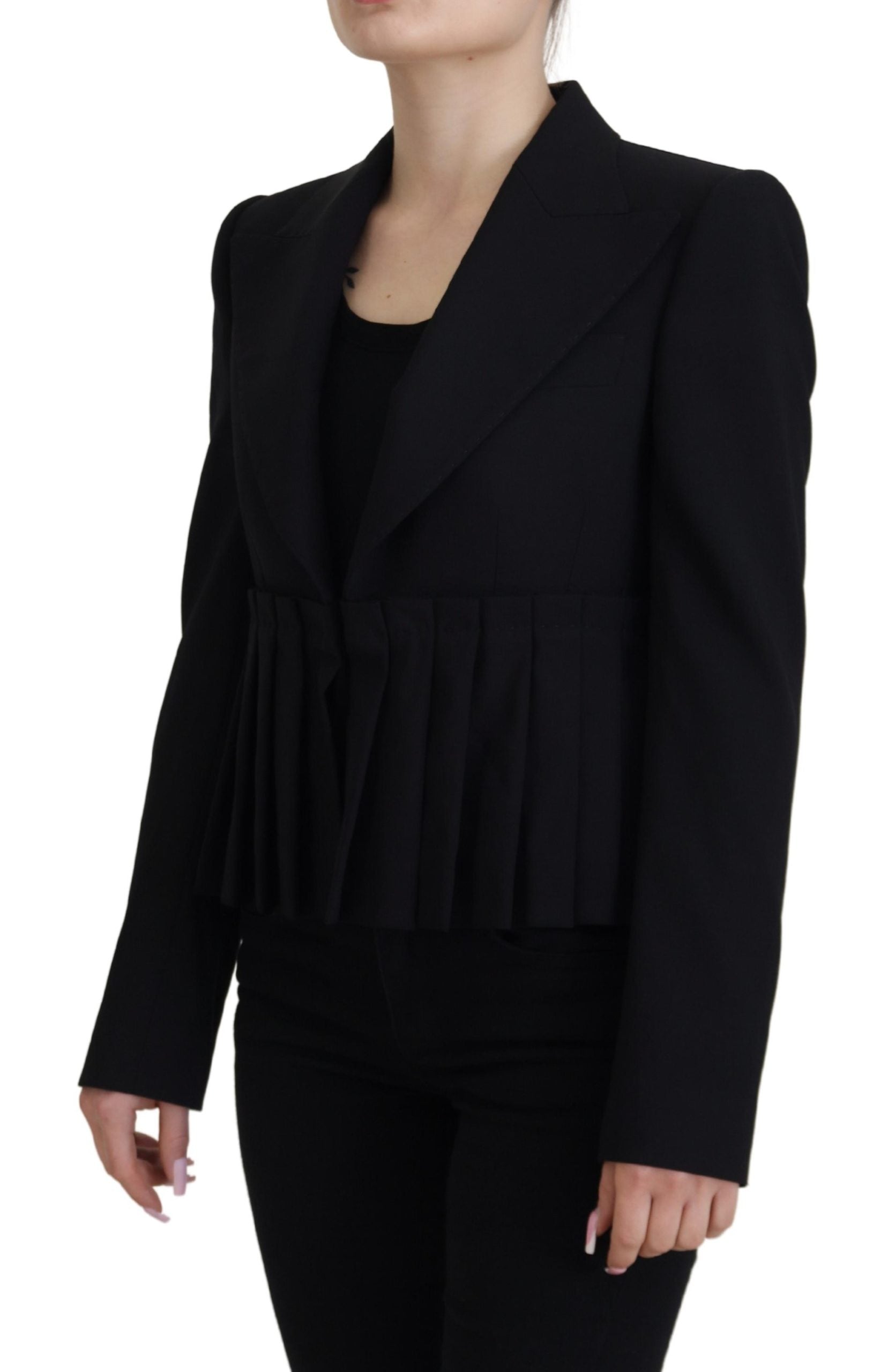 Dolce & Gabbana Black Single Breasted Fit Blazer Wool Jacket | Regal Royce