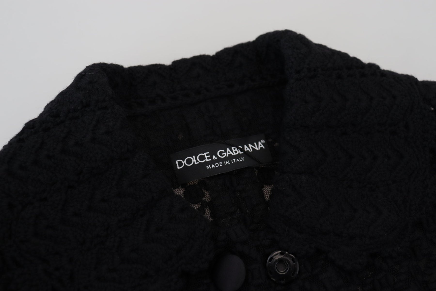 Dolce & Gabbana Black Wool Knitted Button Down Collar Jacket | Regal Royce