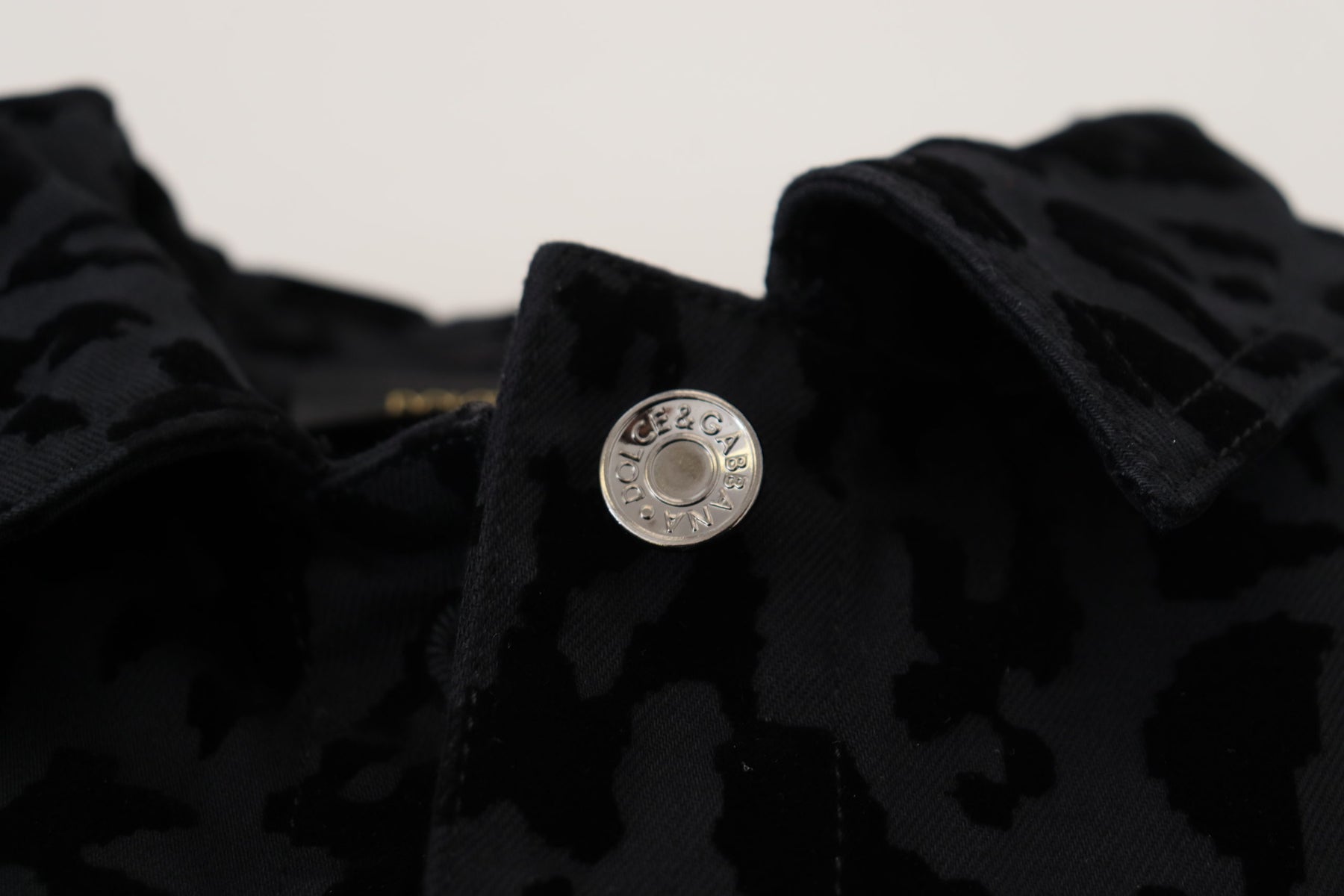 Dolce & Gabbana Black Leopard Long Sleeve Denim Cotton Jacket | Regal Royce