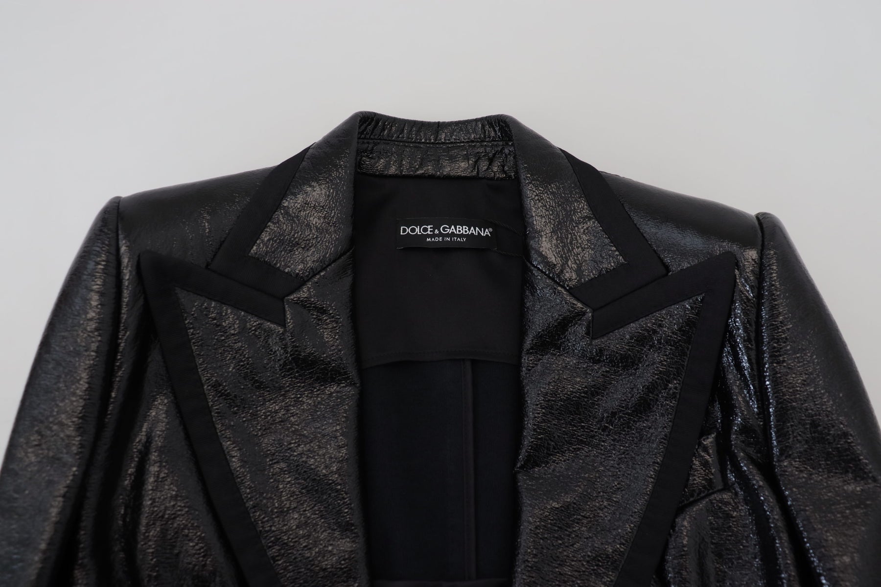 Dolce & Gabbana Black Long Sleeves Crop Blazer Cotton Jacket | Regal Royce