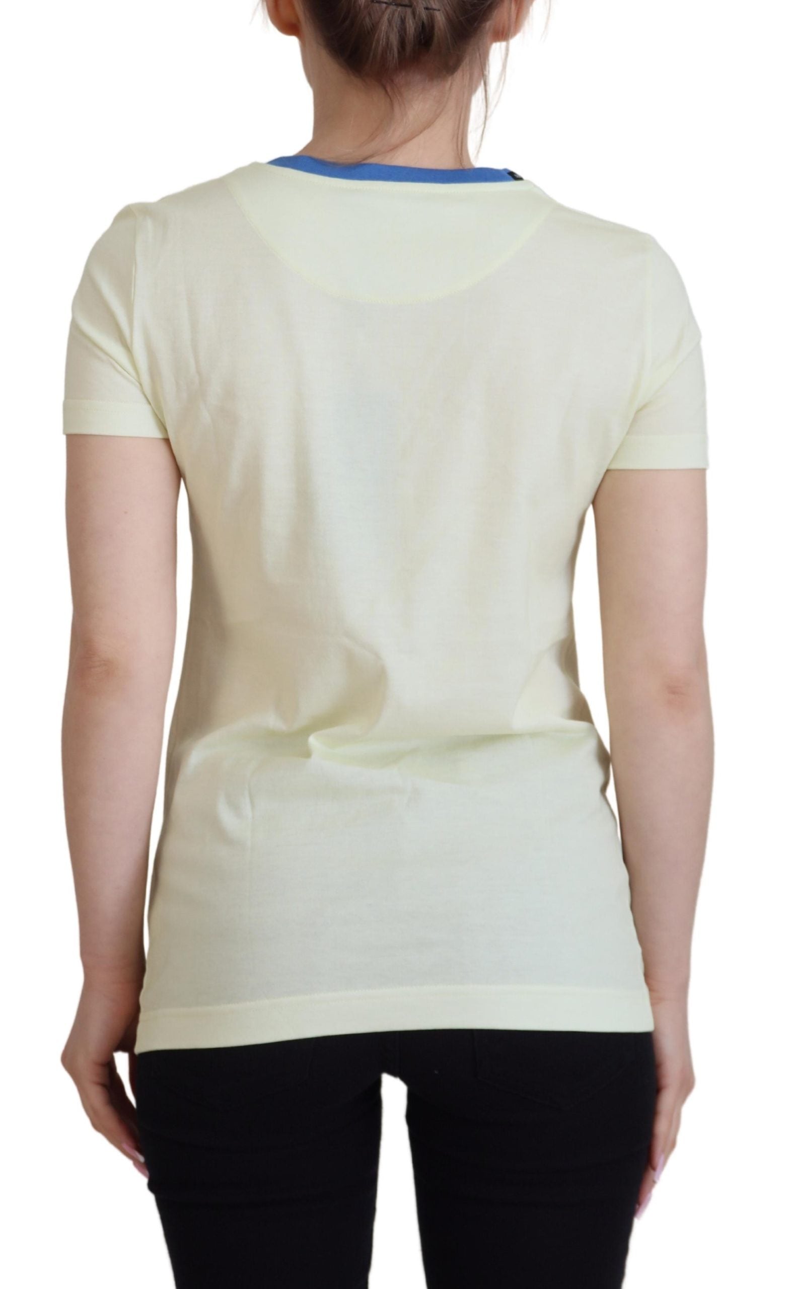Dolce & Gabbana Yellow Havanity Round Neck Tee Cotton T-shirt | Regal Royce