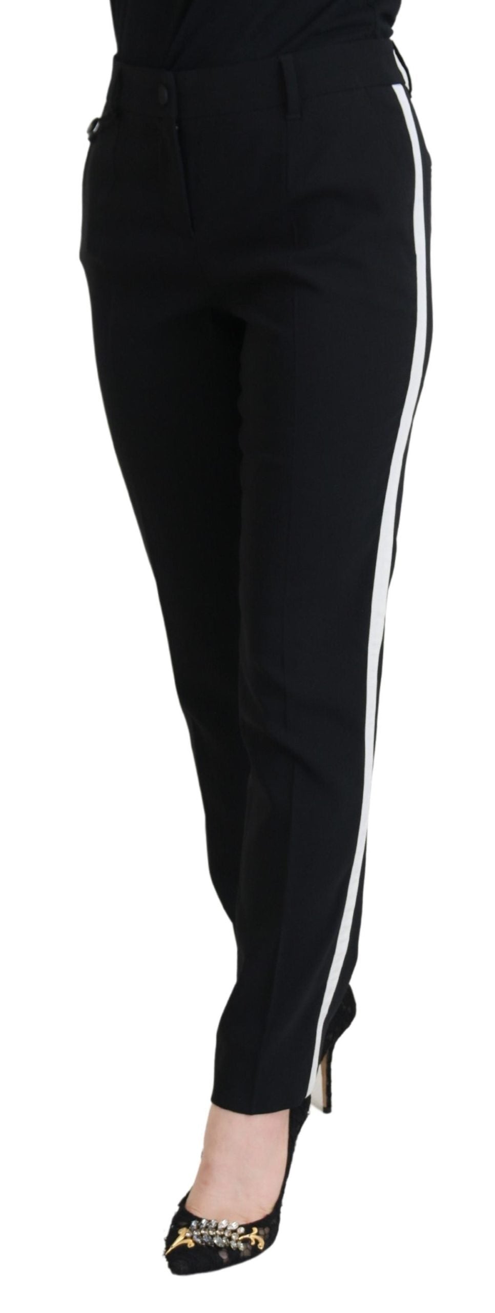 Dolce & Gabbana Black High Waist Women Pants | Regal Royce