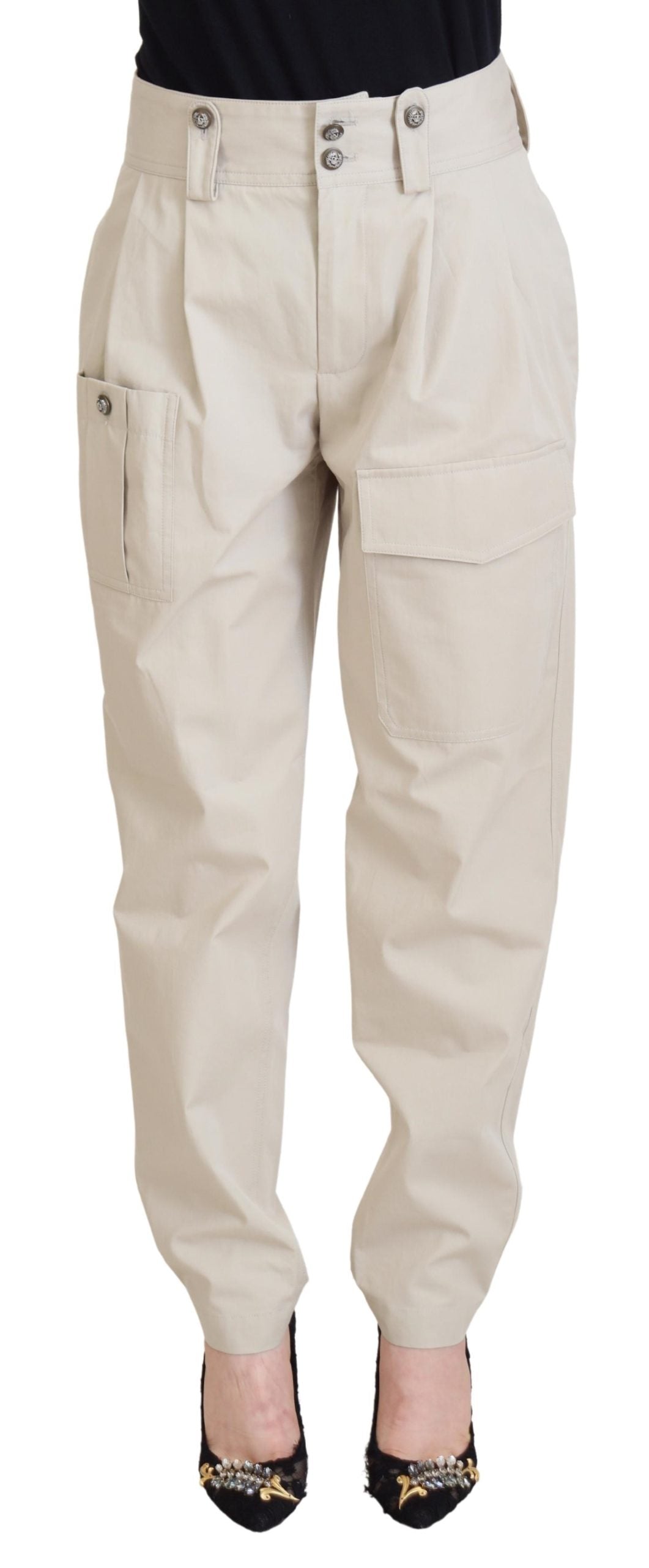 Dolce & Gabbana Beige High Waist Women Pants | Regal Royce