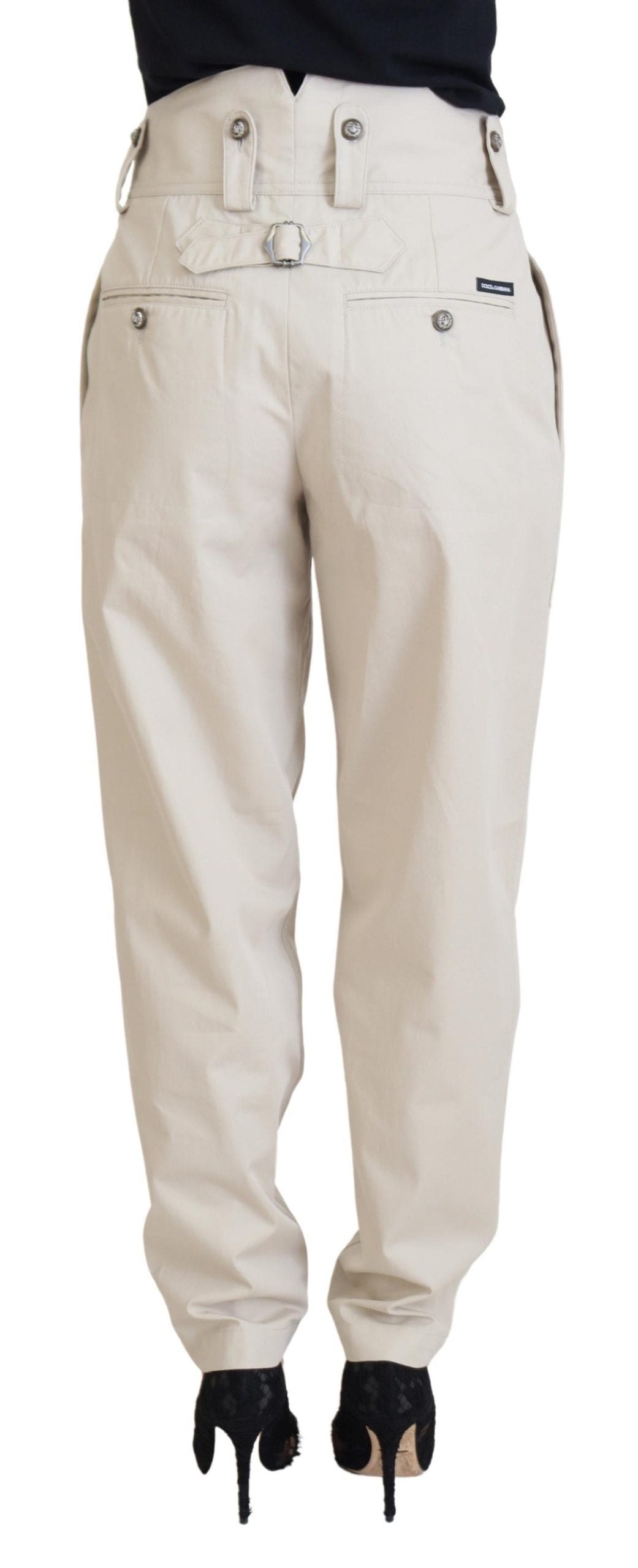 Dolce & Gabbana Beige High Waist Women Pants | Regal Royce