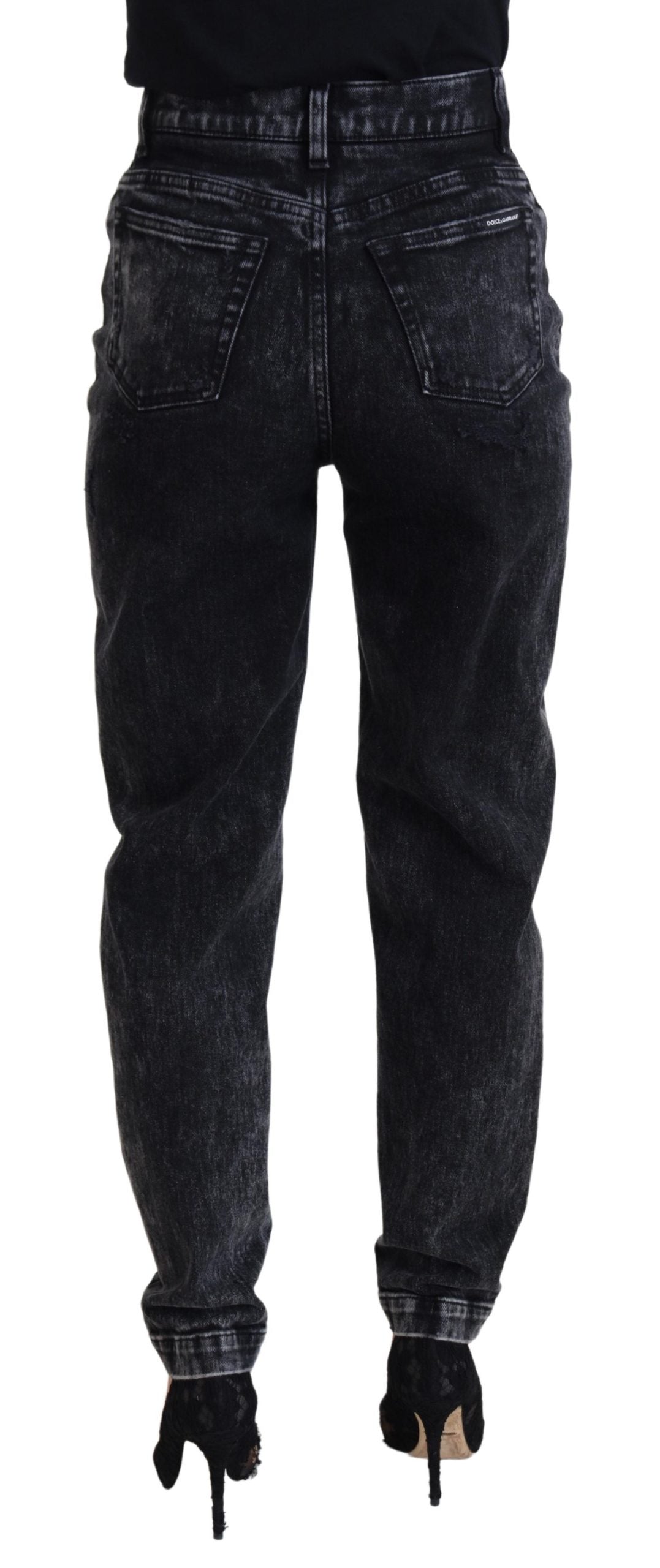 Dolce & Gabbana Black Washed Cotton High Waist Denim Jeans | Regal Royce
