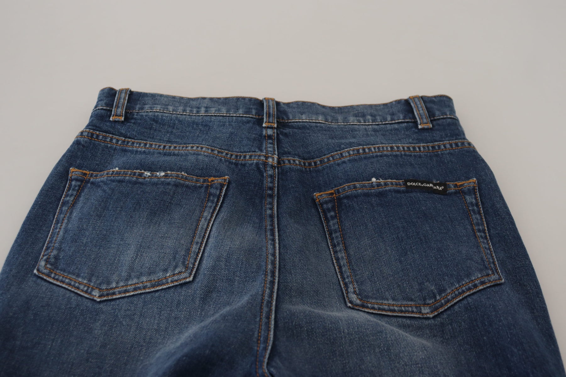 Dolce & Gabbana Blue Cotton High Waist Skinny Denim Jeans | Regal Royce