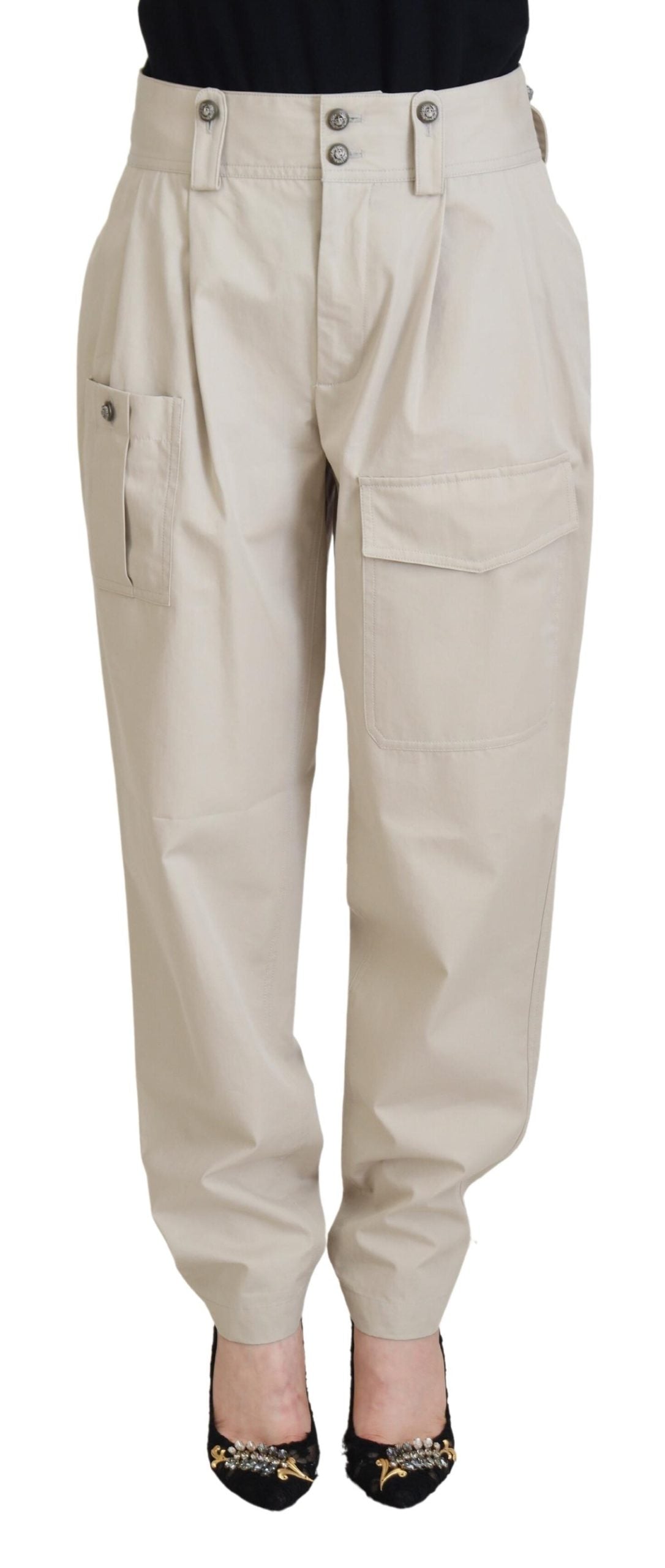 Dolce & Gabbana Beige Cotton Women Cargo Pants | Regal Royce