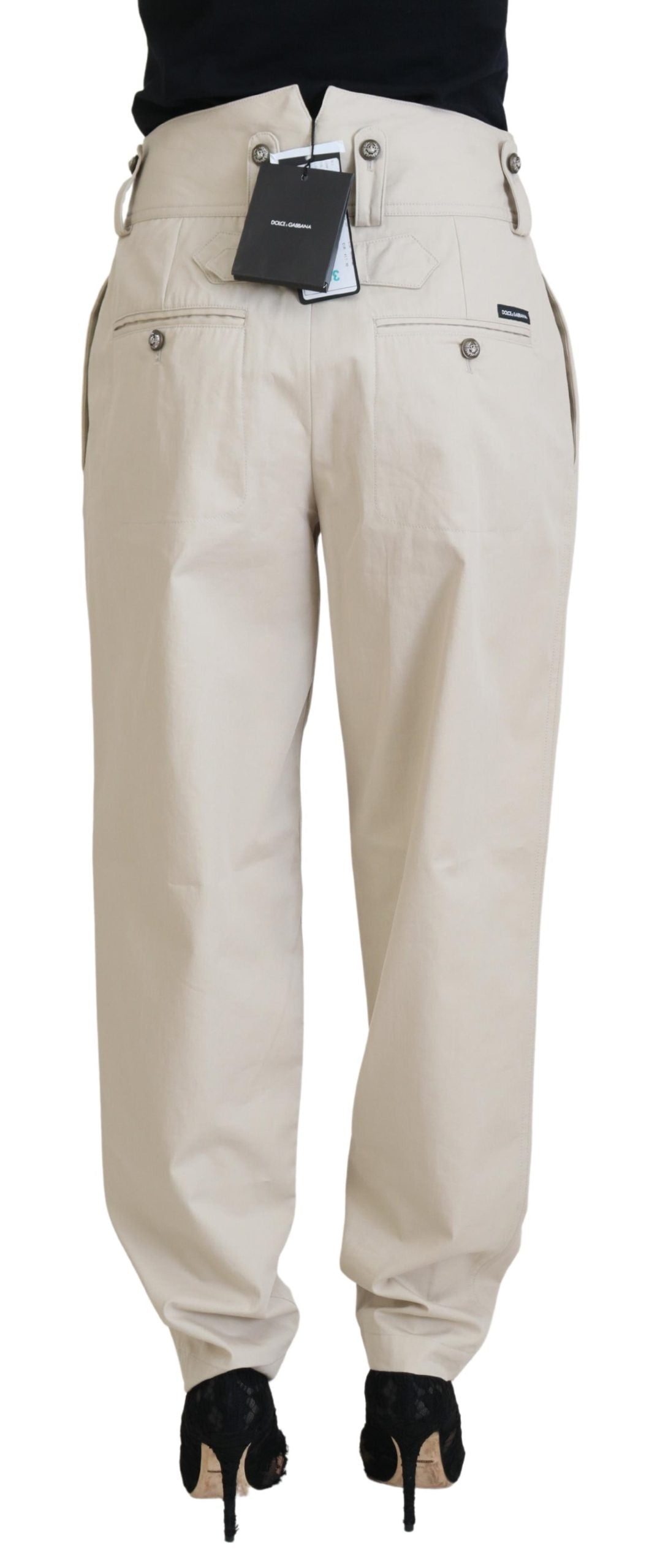 Dolce & Gabbana Beige Cotton Women Cargo Pants | Regal Royce