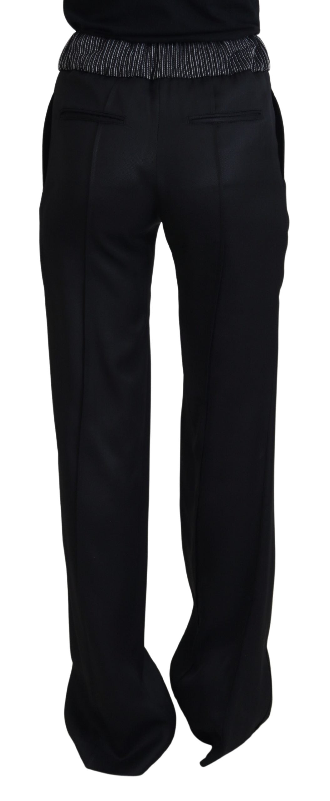 Dolce & Gabbana Black Straight Fit Cotton Pants | Regal Royce