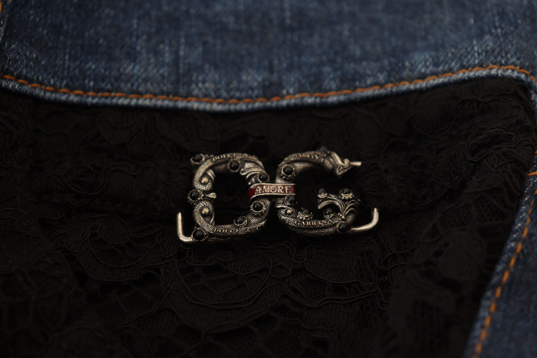 Dolce & Gabbana Black Floral Lace Front Skinny Denim Jeans | Regal Royce
