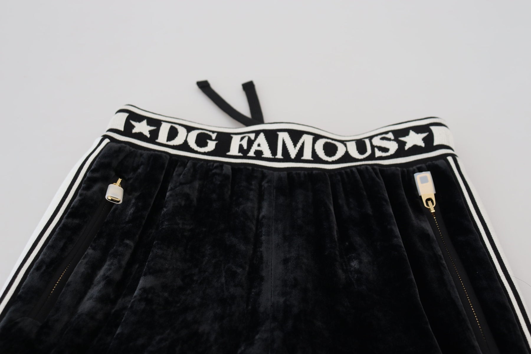 Dolce & Gabbana Black DG Logo Velvet Trouser Pants | Regal Royce