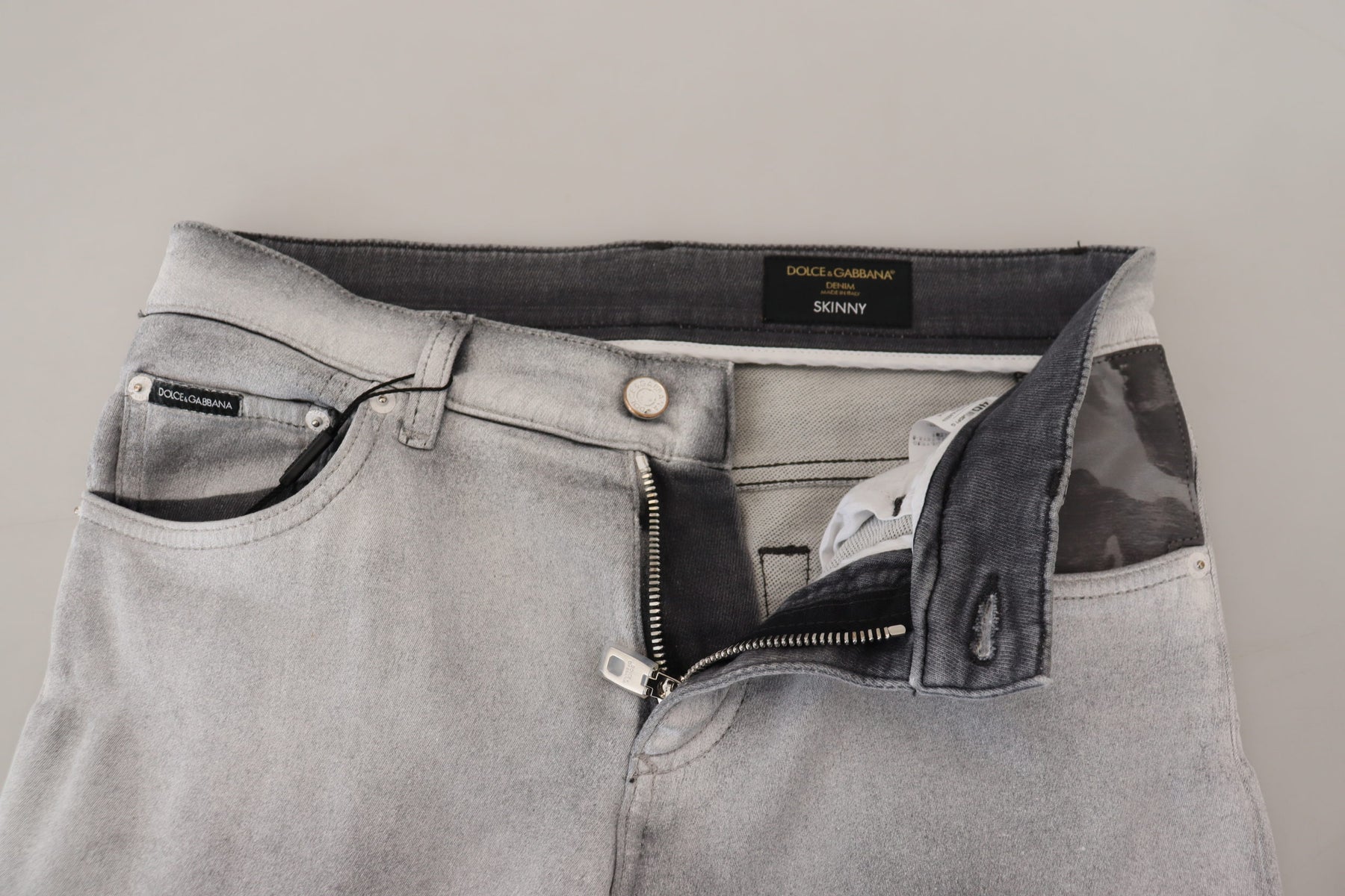 Dolce & Gabbana Gray Washed Skinny Men Denim Jeans | Regal Royce