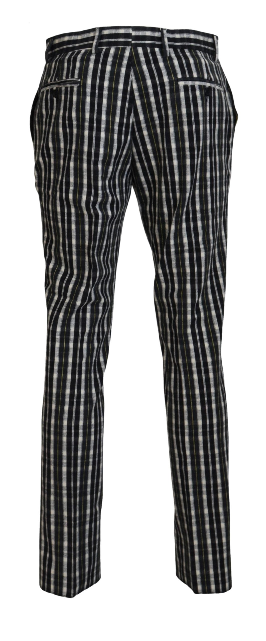 BENCIVENGA Black Checkered Cotton Casual Pants | Regal Royce