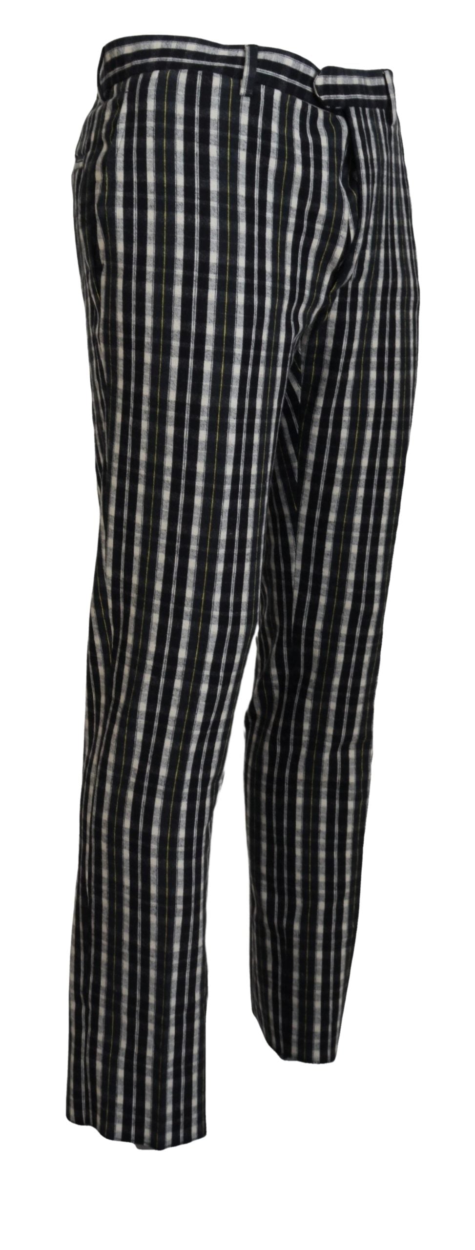 BENCIVENGA Black Checkered Cotton Casual Pants | Regal Royce