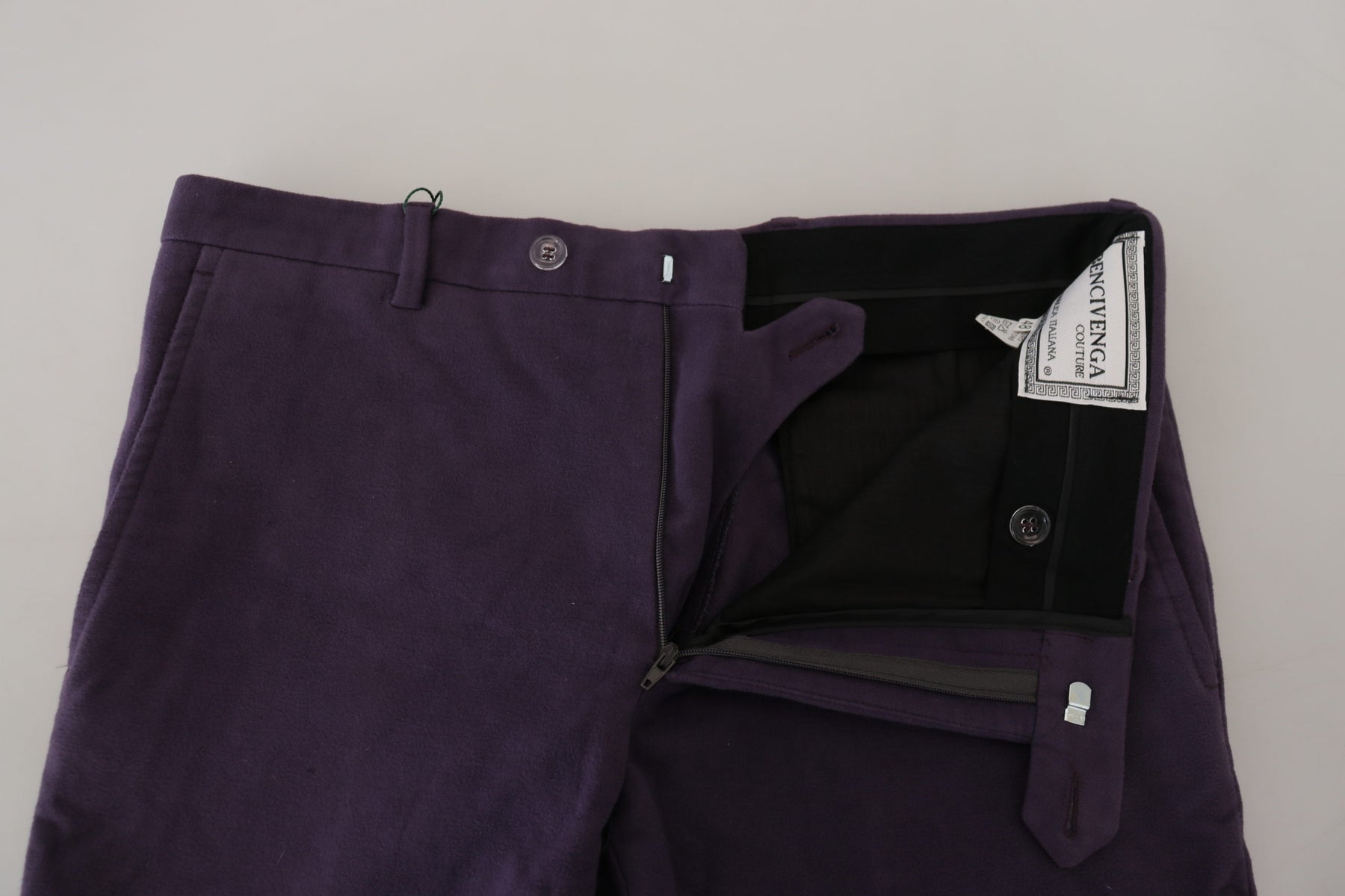 BENCIVENGA Purple Pure Cotton Tapered Mens Pants | Regal Royce