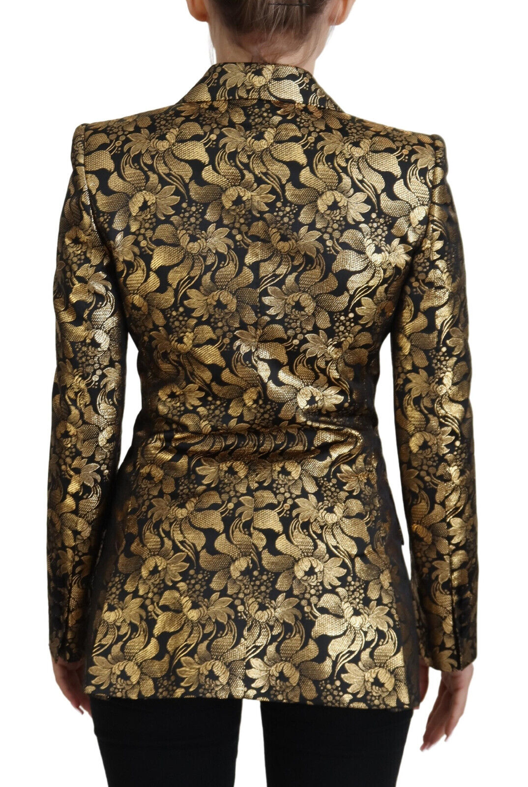 Dolce & Gabbana Black Gold Jacquard Coat Blazer Jacket | Regal Royce