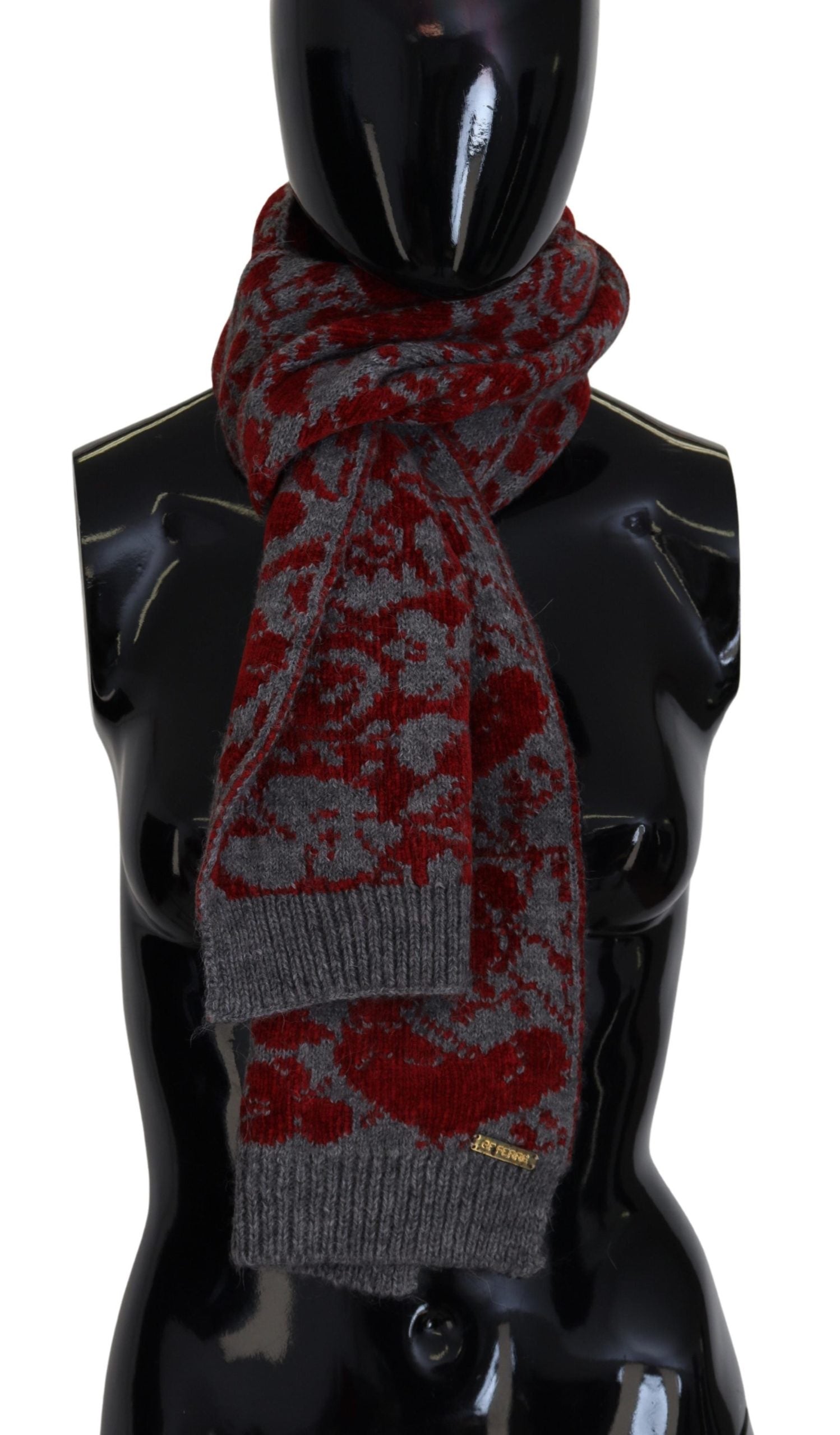 GF Ferre Red Grey Knitted Wrap Warmer Womens Shawl Scarf | Regal Royce