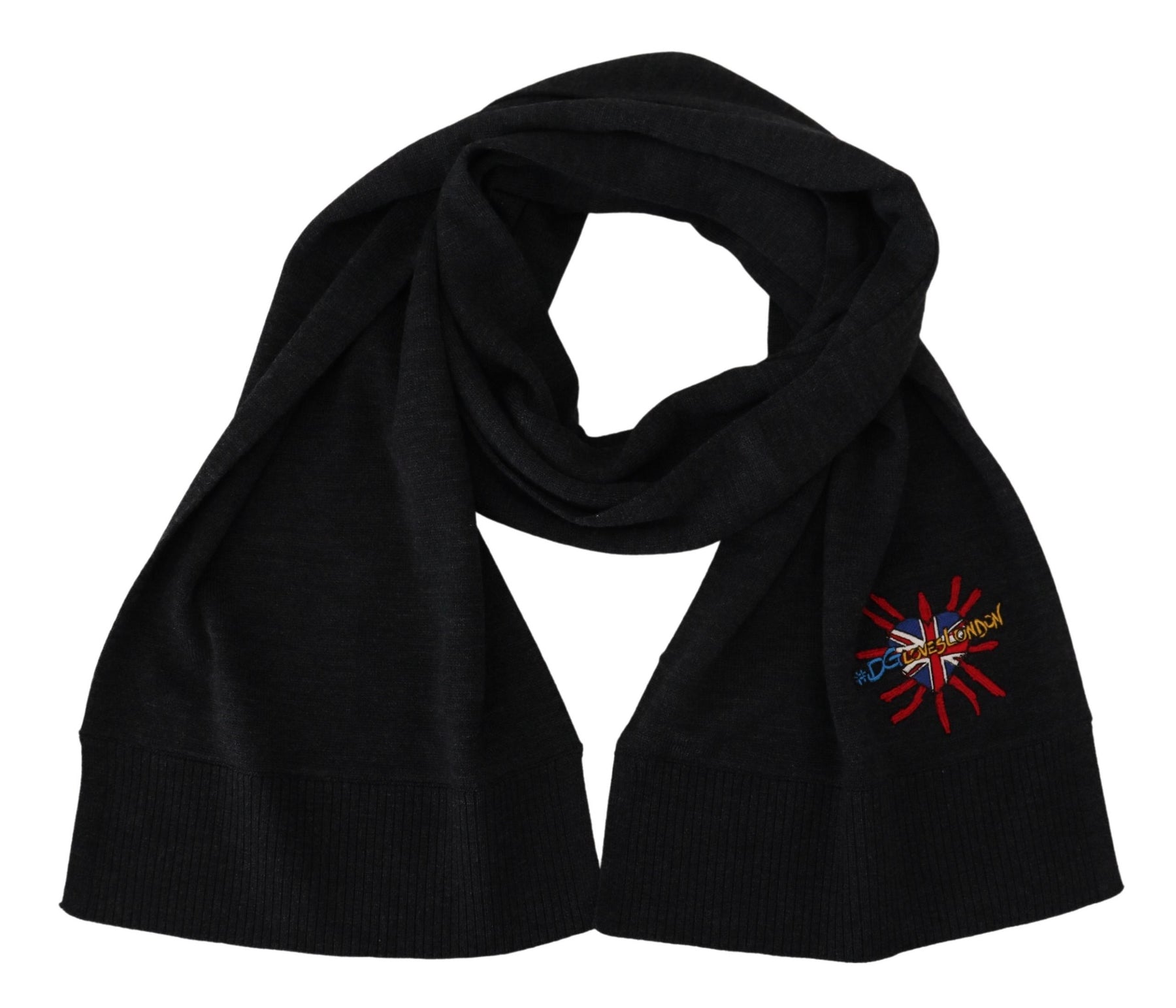 Dolce & Gabbana Black Sacred Heart #DGLovesLondon Wrap Scarf | Regal Royce