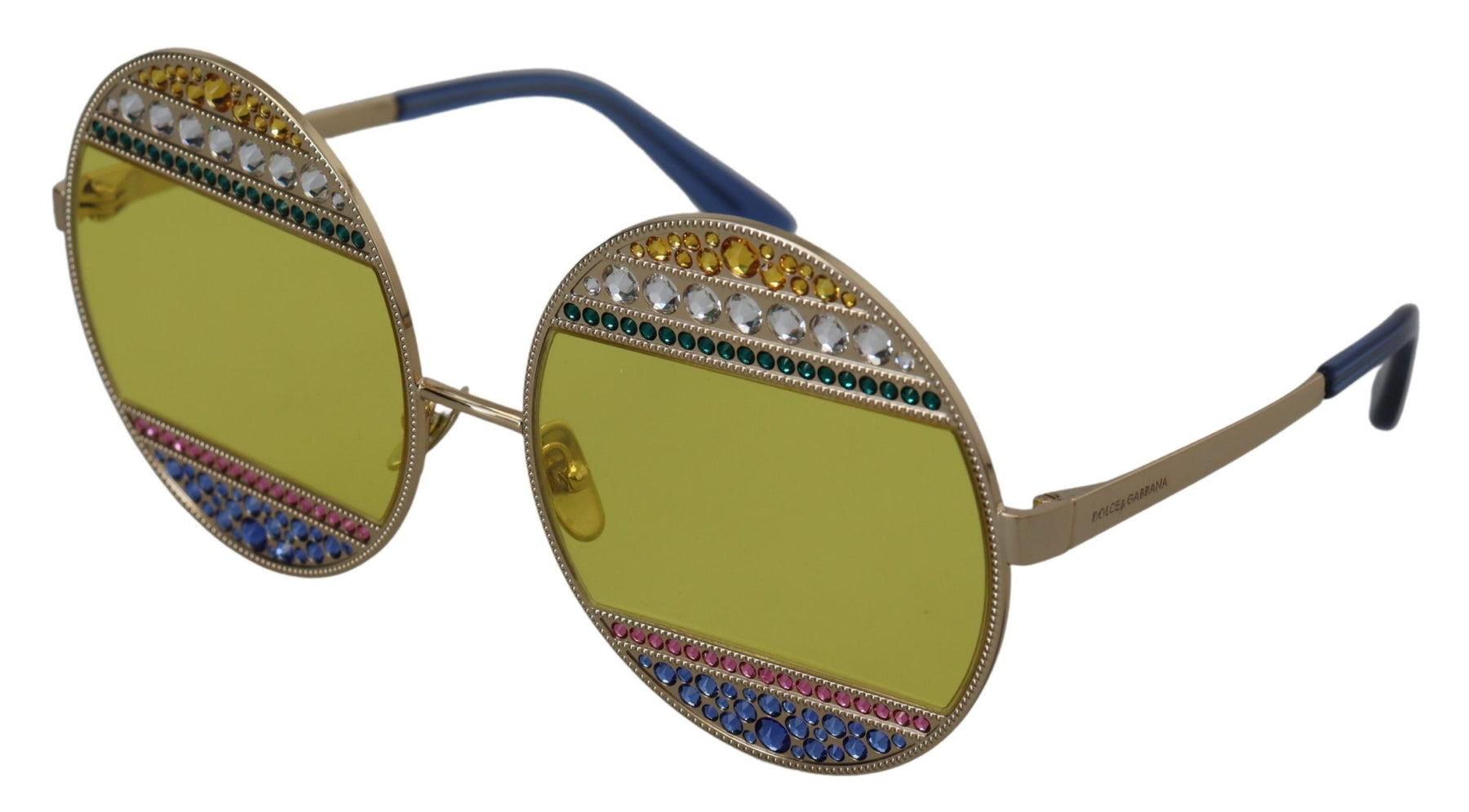 Dolce & Gabbana Gold Oval Metal Crystals Shades DG2209B Sunglasses | Regal Royce