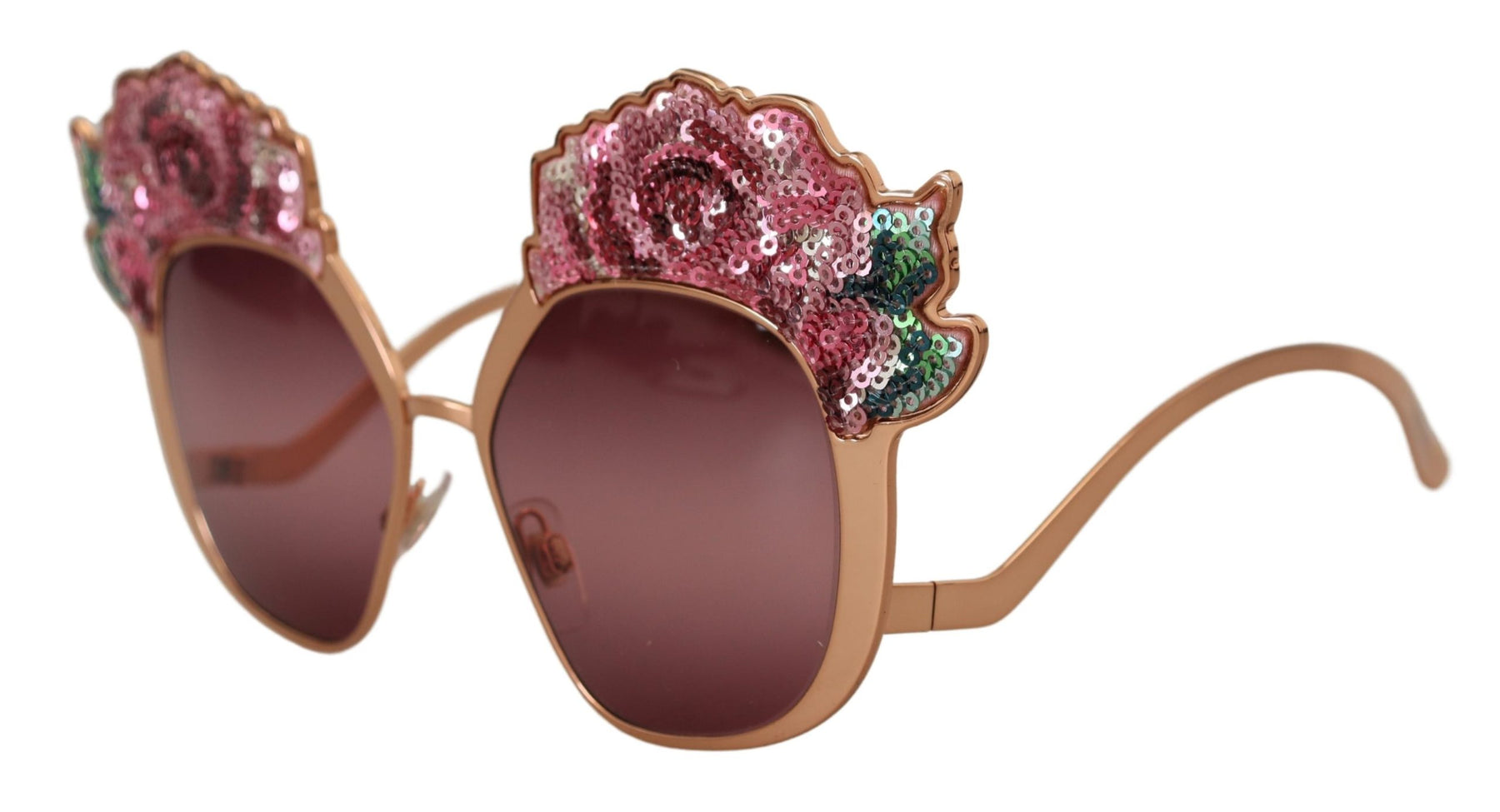 Dolce & Gabbana Pink Gold Rose Sequin Embroidery DG2202 Sunglasses | Regal Royce
