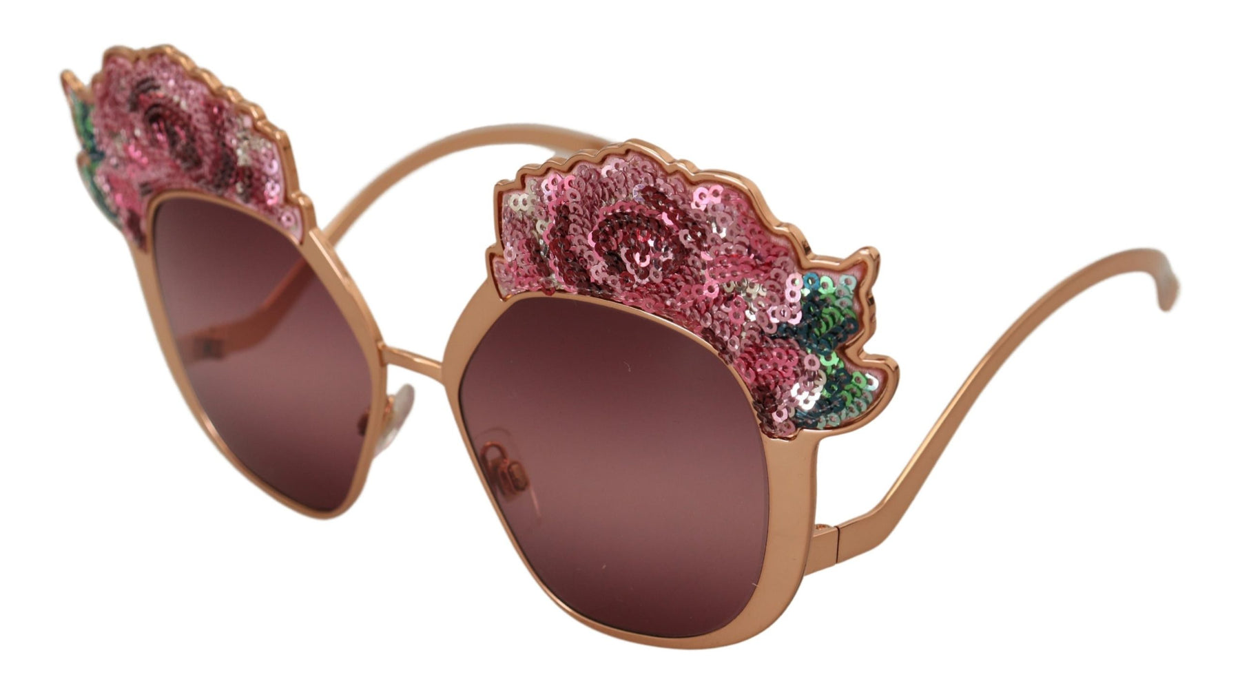 Dolce & Gabbana Pink Gold Rose Sequin Embroidery DG2202 Sunglasses | Regal Royce