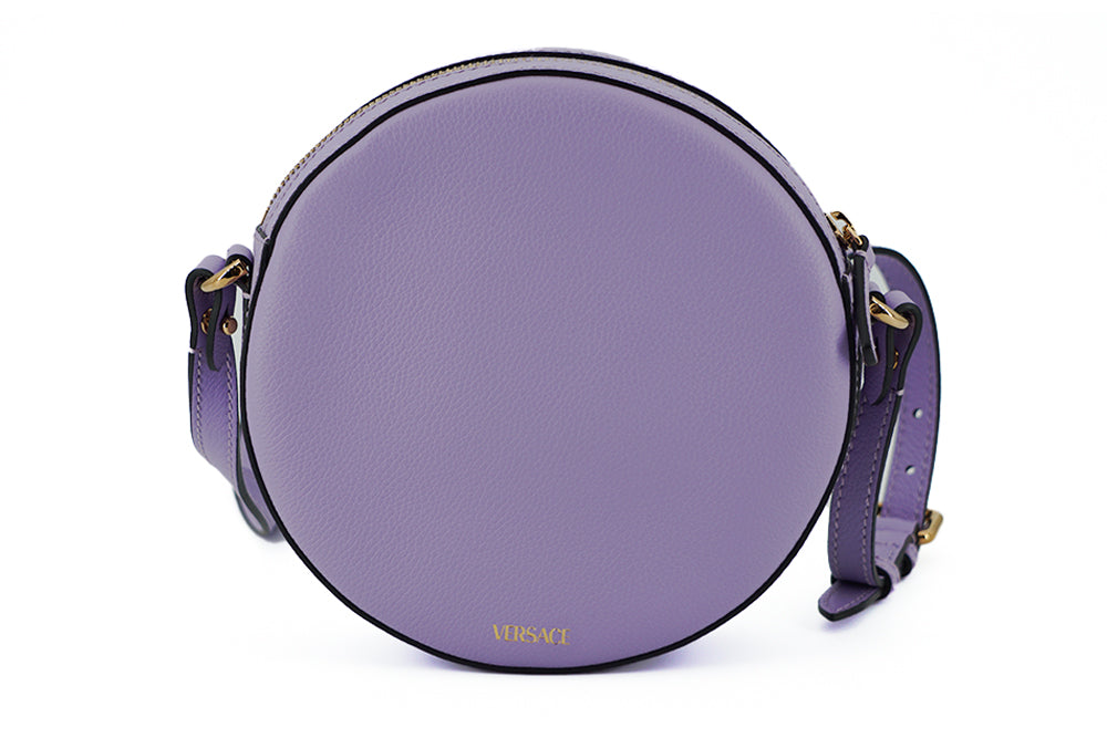 Versace Purple Calf Leather Round Disco Shoulder Bag | Regal Royce