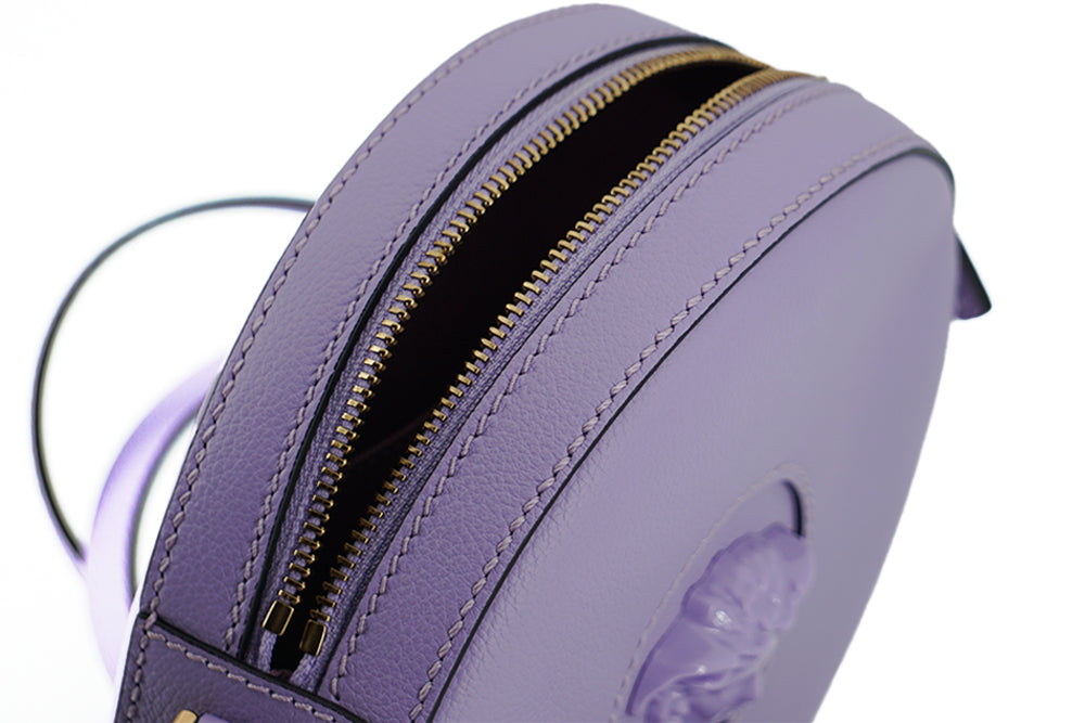 Versace Purple Calf Leather Round Disco Shoulder Bag | Regal Royce