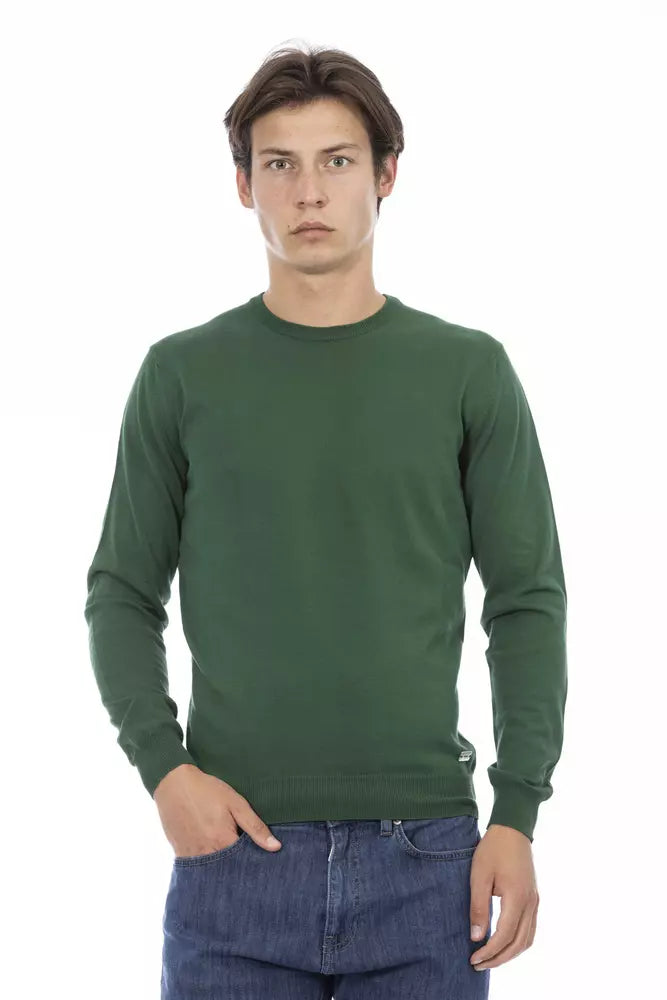 Baldinini Trend Green Cotton Men Sweater | Regal Royce