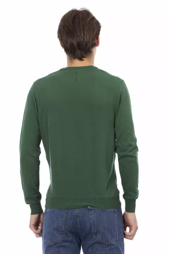 Baldinini Trend Green Cotton Men Sweater | Regal Royce