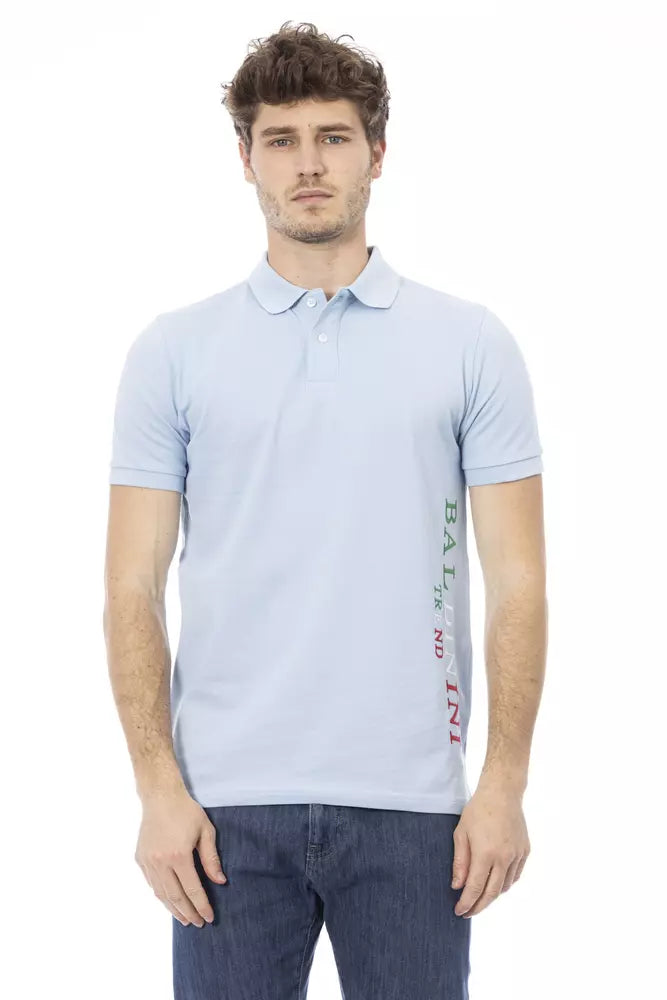 Baldinini Trend Light Blue Cotton Men Polo Shirt | Regal Royce