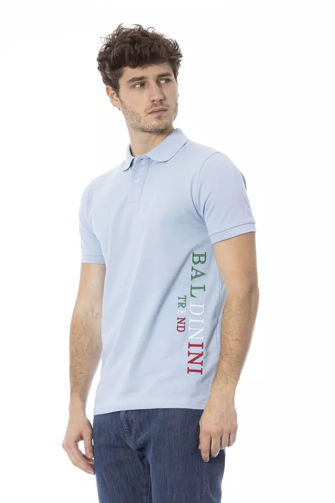 Baldinini Trend Light Blue Cotton Men Polo Shirt | Regal Royce