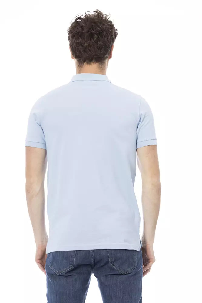 Baldinini Trend Light Blue Cotton Men Polo Shirt | Regal Royce