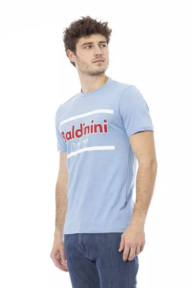Baldinini Trend Light Blue Cotton Men T-Shirt | Regal Royce