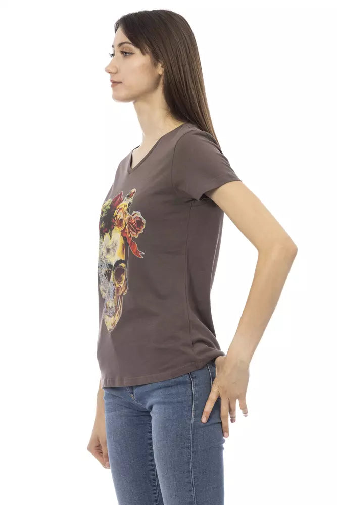 Trussardi Action Brown Cotton Women T-Shirt | Regal Royce