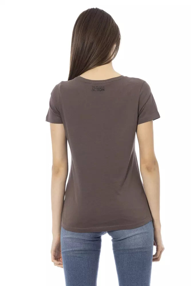 Trussardi Action Brown Cotton Women T-Shirt | Regal Royce