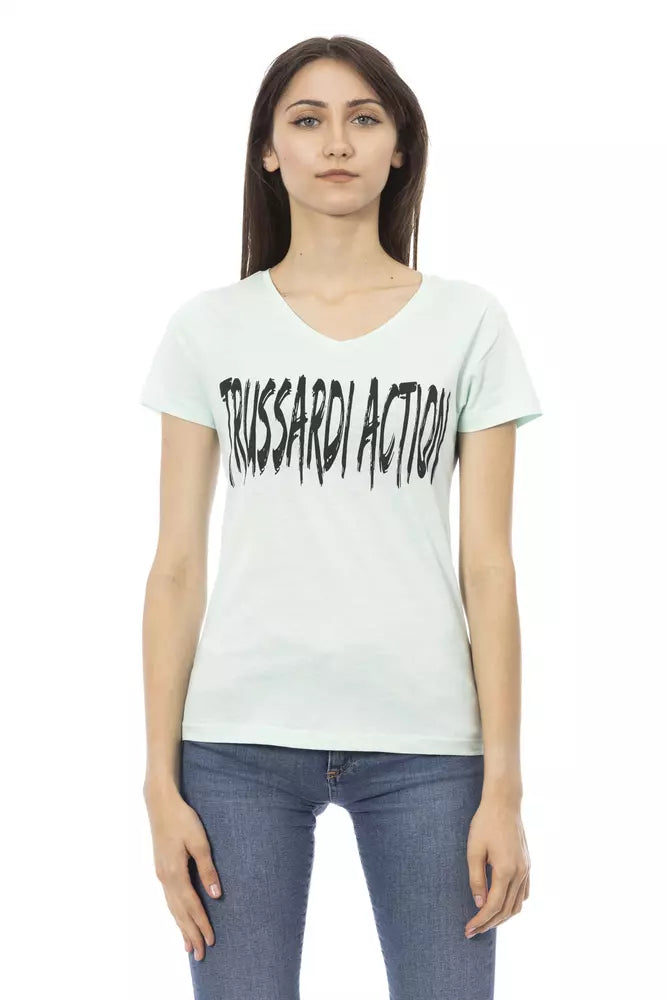 Trussardi Action Light Blue Cotton Women Top | Regal Royce