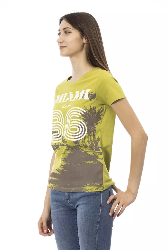 Trussardi Action Green Cotton Women T-Shirt | Regal Royce