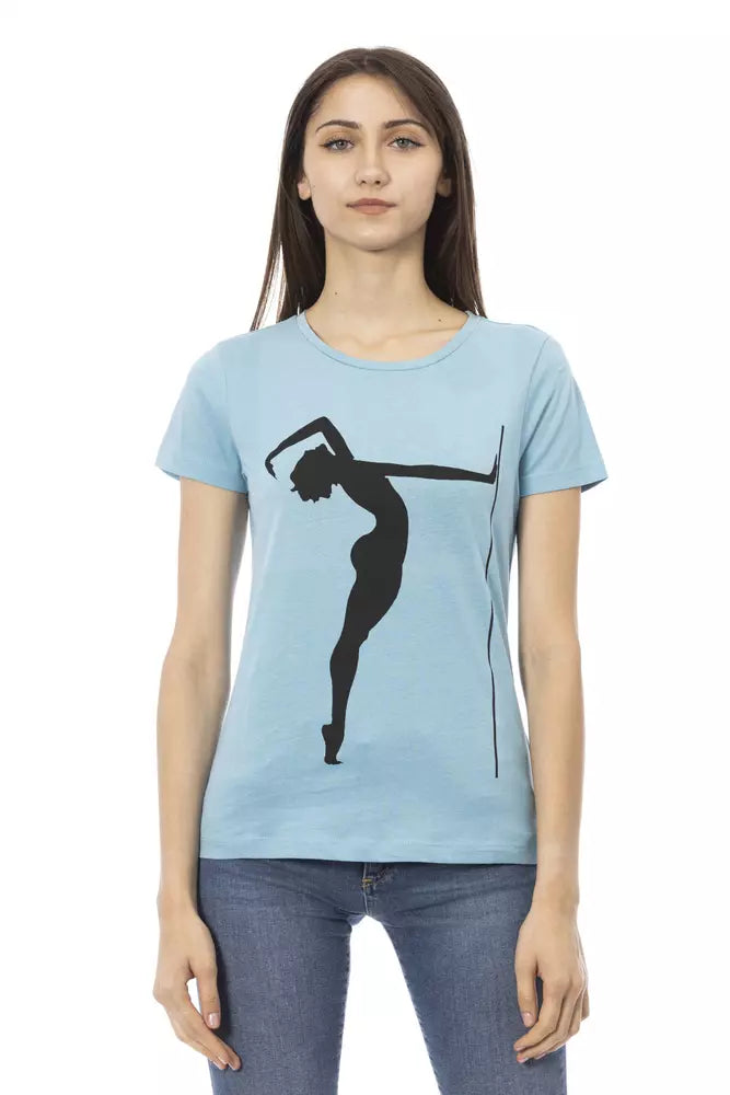 Trussardi Action Light Blue Cotton Women T-Shirt | Regal Royce