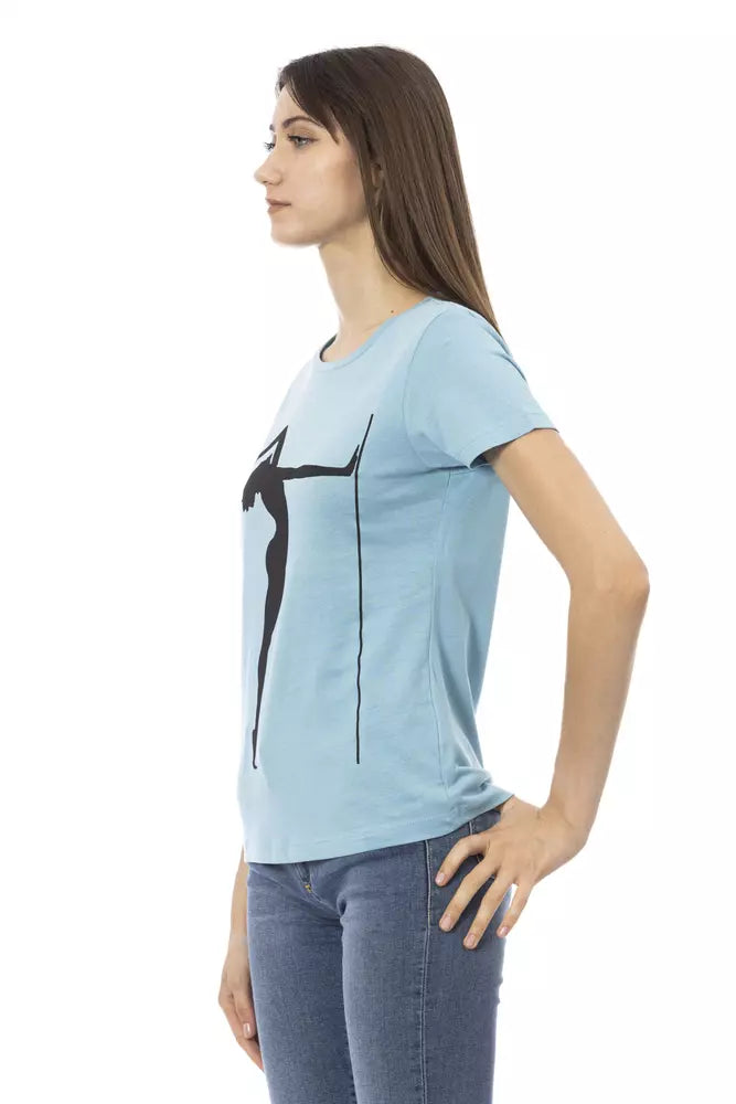 Trussardi Action Light Blue Cotton Women T-Shirt | Regal Royce
