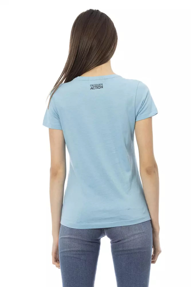 Trussardi Action Light Blue Cotton Women T-Shirt | Regal Royce