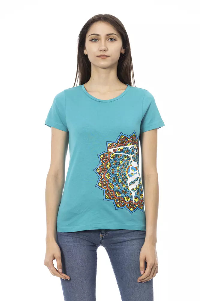 Trussardi Action Light Blue Cotton Women T-Shirt | Regal Royce