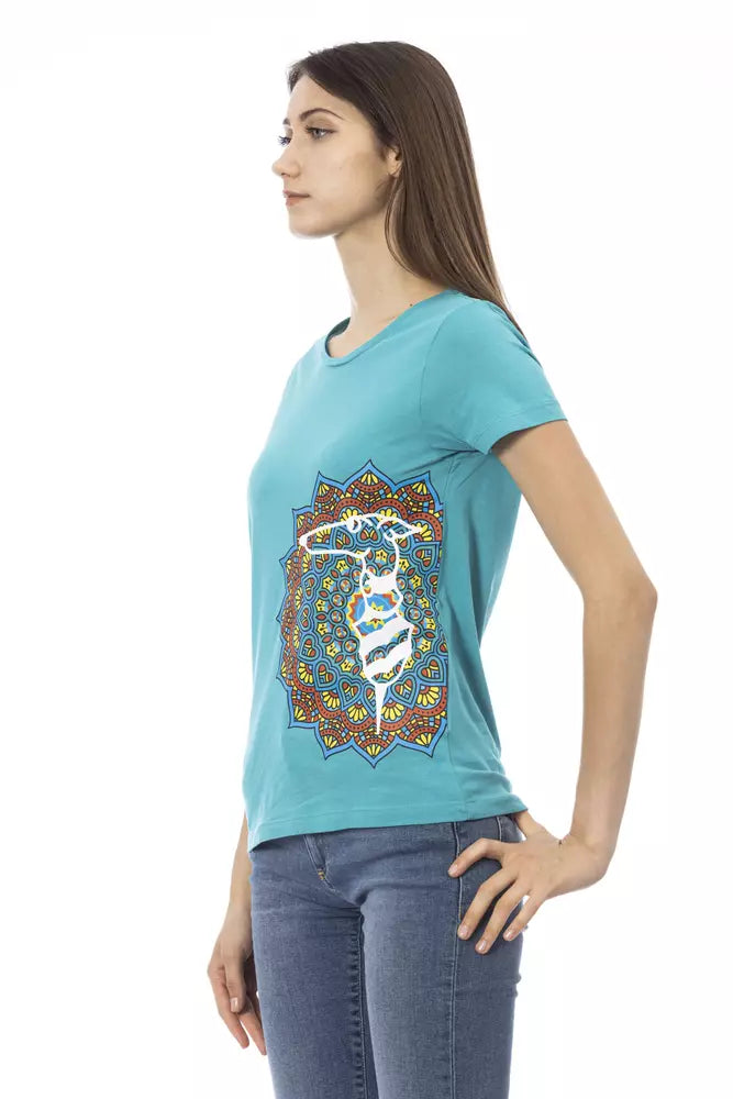 Trussardi Action Light Blue Cotton Women T-Shirt | Regal Royce