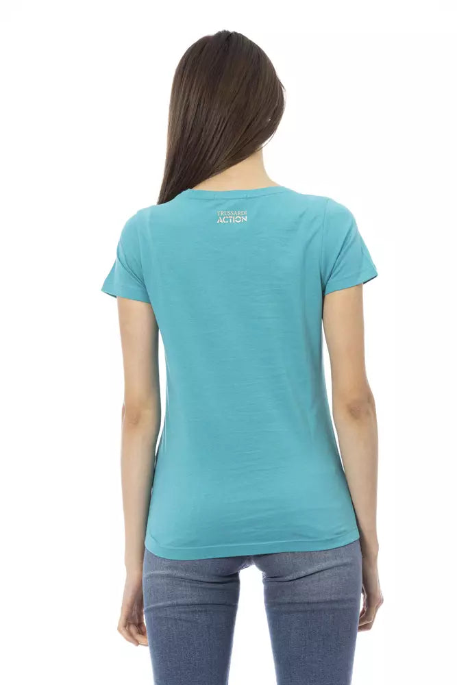 Trussardi Action Light Blue Cotton Women T-Shirt | Regal Royce