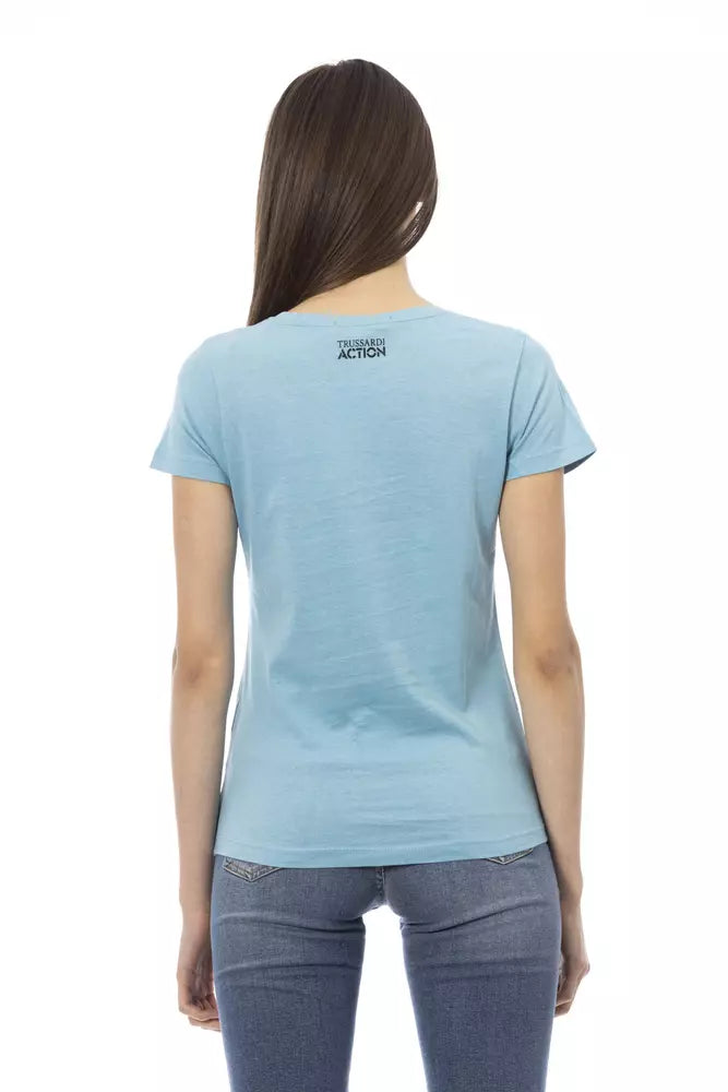 Trussardi Action Light Blue Cotton Women T-Shirt | Regal Royce
