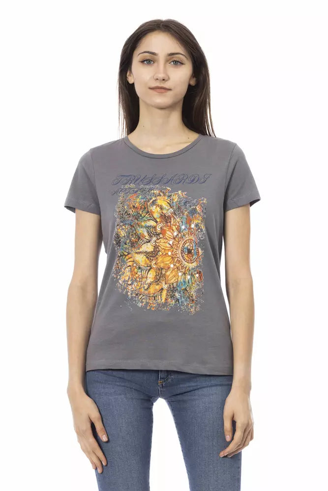 Trussardi Action Gray Cotton Women T-Shirt | Regal Royce