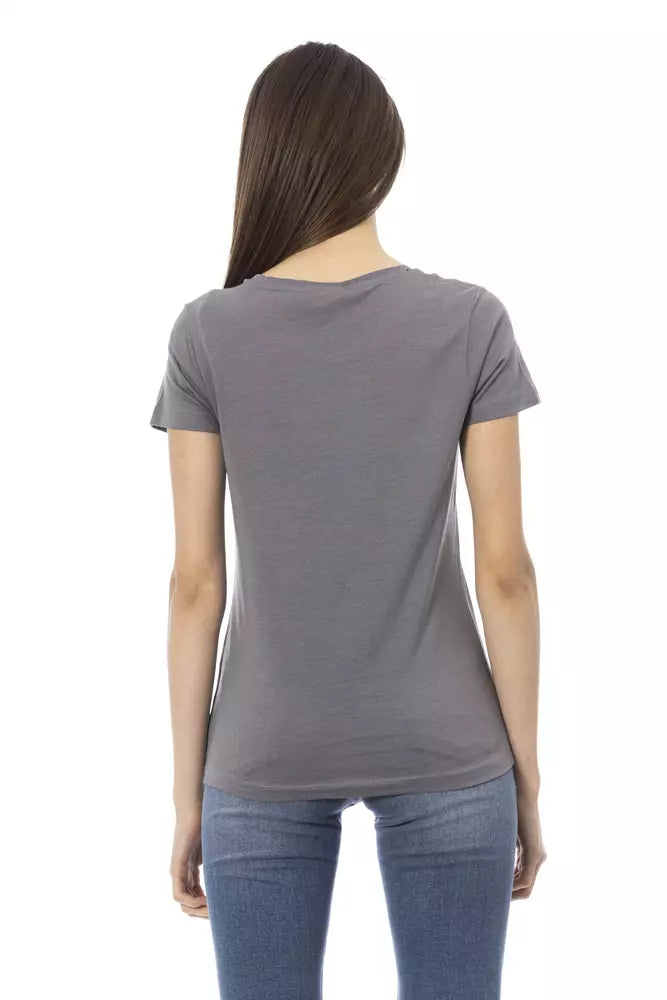 Trussardi Action Gray Cotton Women T-Shirt | Regal Royce